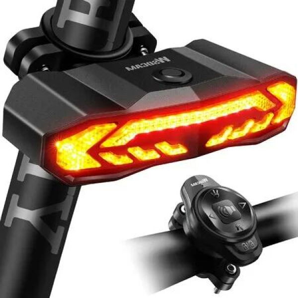 Enhanced Visibility Smart Bike Tail Light with Turn Signals, Brake Light, and Alarm Horn for Cyclists