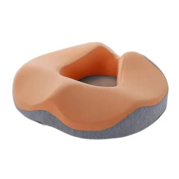 Ergonomic Donut Seat Cushion Memory Foam for Long Sitting, Pressure Relief and Posture Support Ideal Gift for Office Home (Grey and Orange)