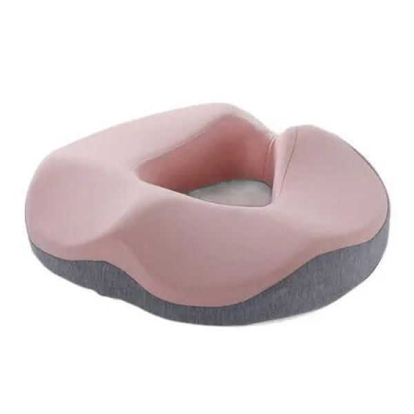 Ergonomic Donut Seat Cushion Memory Foam for Long Sitting, Pressure Relief and Posture Support Ideal Gift for Office Home (Pink and Grey)