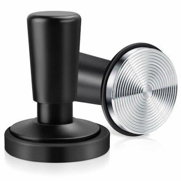 Espresso Coffee Tamper with Calibrated Spring-loaded 25lb/30lbs Replacement Springs Ripple Base Black Premium Barista Tool Anodized Aluminum (51mm)