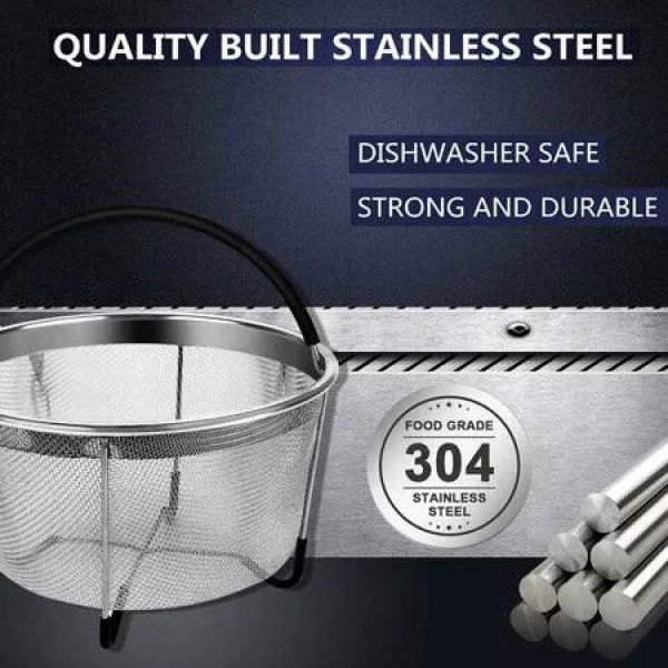 Essential Steamer Basket for 6 Qt Instant Pots - Premium Stainless Steel Insert with Handle for Effortless Steaming