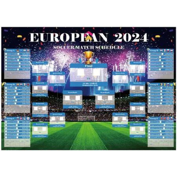 EURO 2024 Wall Chart,EURO 2024 Decorations,EUROS 2024 Wall Chart - A2 Size,EURO 2024 Fixtures Poster,Great EURO 2024 gifts for Family,Friends,Children