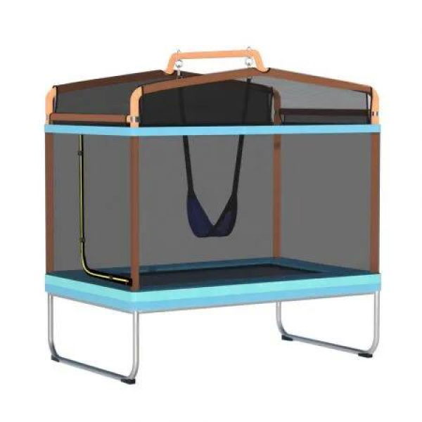Everfit 6FT Trampoline Kids Rectangle Trampoline w/ Swing Enclosure Safety Net Orange