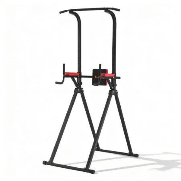 Everfit Chin Up Tower Pull Up Station Adjustable Dip Station Folding Home Gym Black