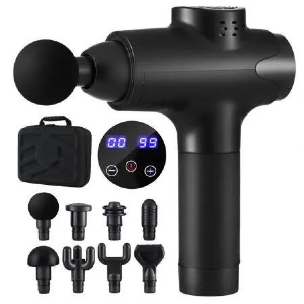 Everfit Massage Gun 30 Speed 8 Heads Vibration Muscle Massager Chargeable Black