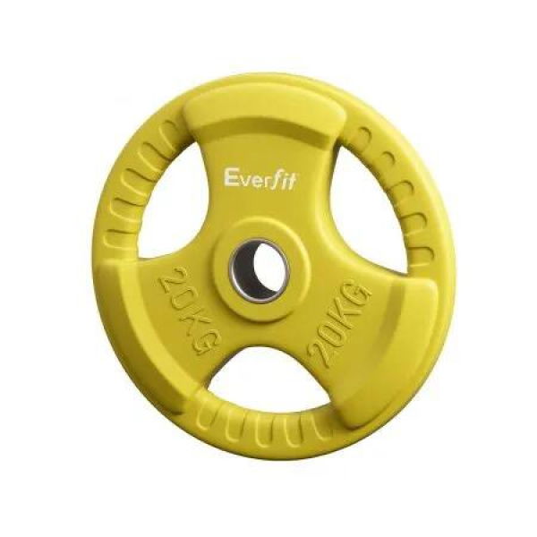 Everfit Weight Plates Olympic 20kg Dumbbell Barbell Plate Weight Lifting Home Gym Yellow