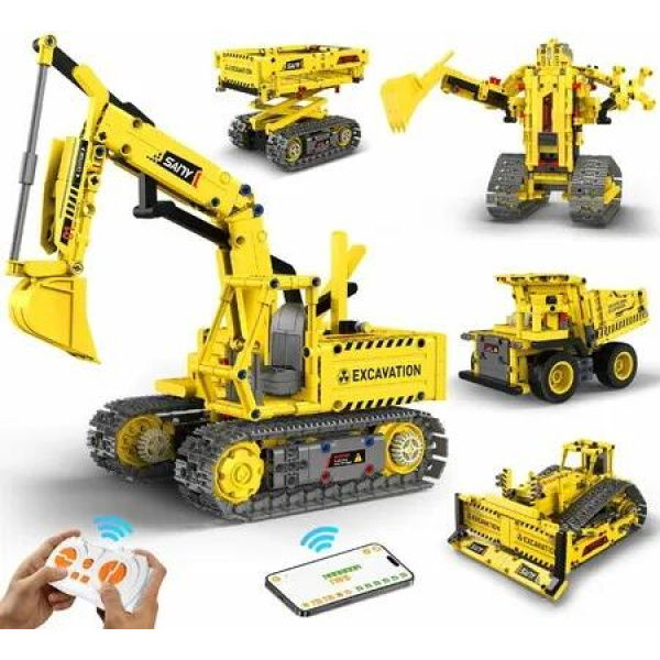 Excavator Robot Building Toys Remote & APP Control STEM Project Kits Learning Educational Building Kit Gifts for Kids Ages 12+(555 Pcs)