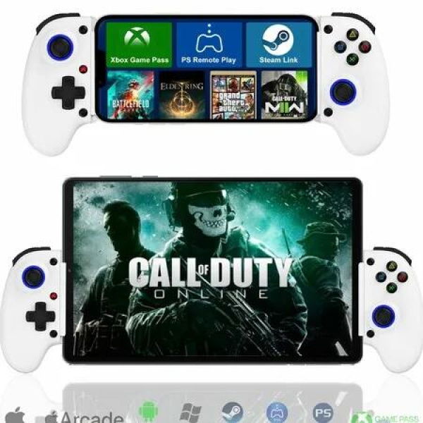 Expandable 143-260mm Game Controller with semiconductor cooling fan iPhone Android iPad Tablet NSSwitch PS4 PS5 Xbox Col.White