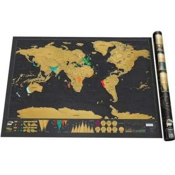 Explore the World: Deluxe Scratch-Off World Map Poster with Journal and Gift Packaging