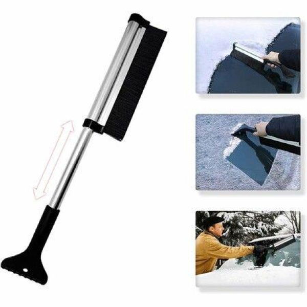 Extendable Ice Scraper Snow Brush For Car Windshield And Glass Snow Ice Remover (Black)