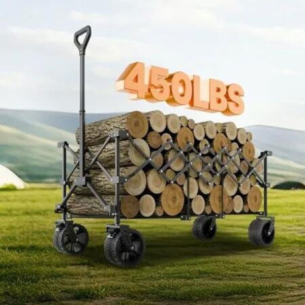 Extended Folding Wagon Carts 300L&450LB Heavy Duty Collapsible Garden Cart