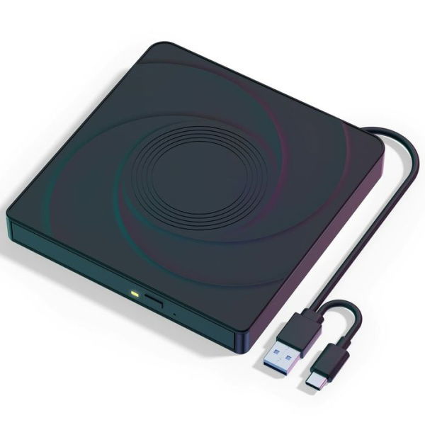 External CD/DVD Drive For Laptop USB 3.0 & Type-C Mute CD Burner Portable CD DVD +/-RW Drive Optical Drive Players Readers Compatible With Desktop MacBook Notebook With Windows Linux OS.