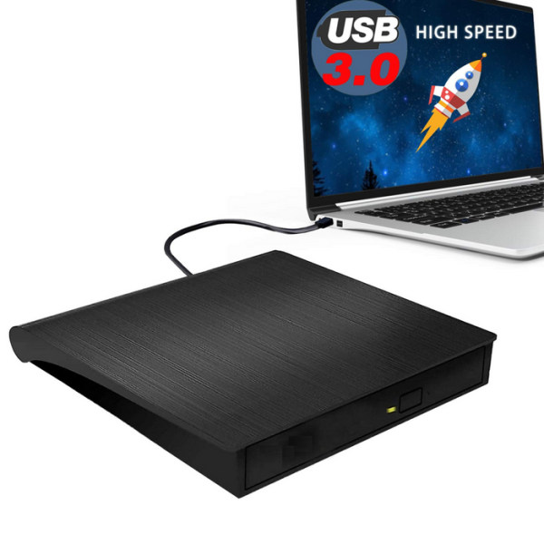 External DVD Drive USB 3.0 Portable CD/DVD +/-RW Drive/DVD Player For Laptop CD-ROM Burner Compatible With Laptop Desktop PC Windows Linux OS Apple Mac (Black)