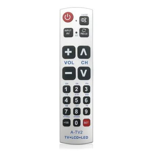 Extra Large Big Button Infrared TV Remote Visually Impaired Aid Universal Fit Seniors Elderly Use for TV, Streaming Box, Soundbar Audio Recevier, DVD, VCR
