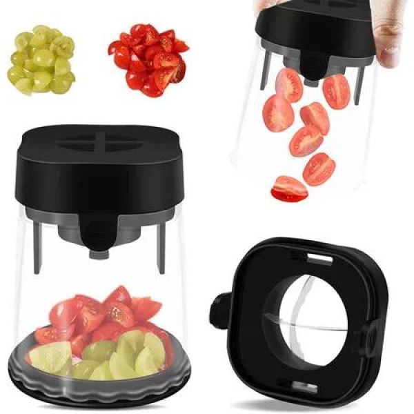 Extrusion Fruit Divider, Small Fruit Slicer, Strawberry Cutter, Quarter Fruit Slicer, Kitchen Accessories Cake Decoration Tool (Black)