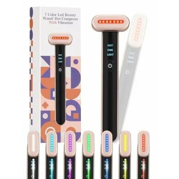 Eye Light Therapy Wand 7 Colors Red Light Face Microcurrent Facial Massager Lymphatic Remove Eye Bag Beauty Device Holiday Valentine Gift