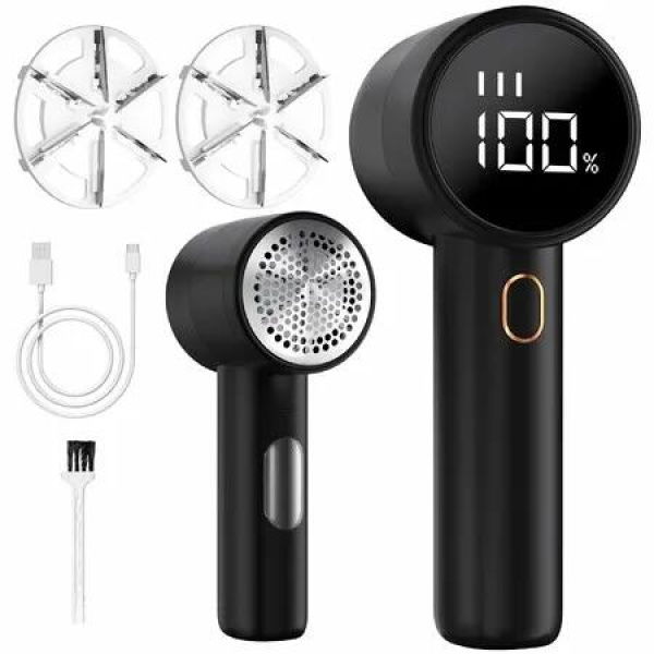 Fabric Shaver,Portable Rechargeable Electric Lint Remover,3 Speeds Adjustable Debobbler,LED Display Bobble Remover,Lint Shaver for Various Fabrics,Black