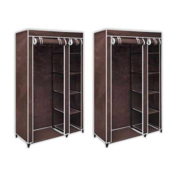 Fabric Wardrobes 2 Pcs Brown