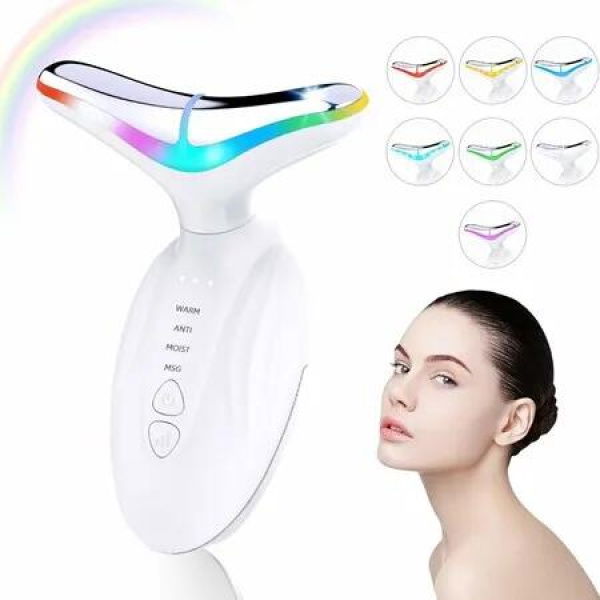 Face Massager Tool for Anti-Aging, Skin Facial Sculptor, 7-Color LED Phototherapy Device with Lifting Heat Vibration, Rechargeable Beauty Tool