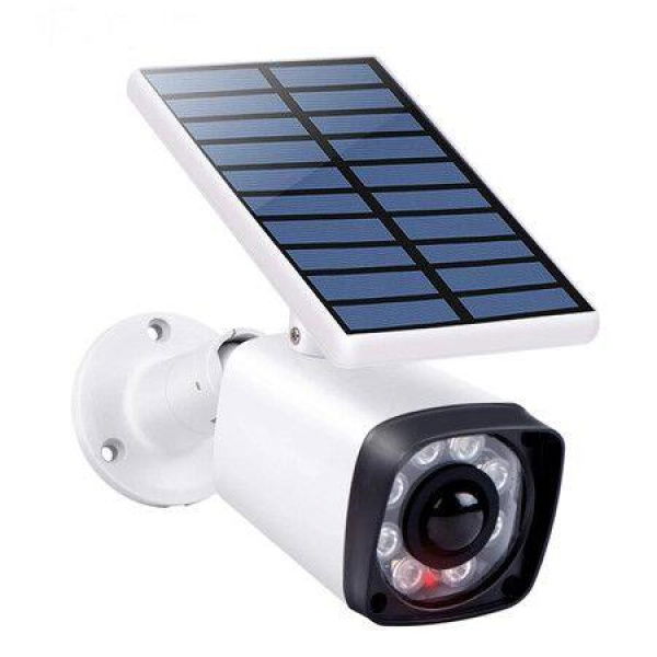 Fake Surveillance Camera Dummy CCTV Security Bullet Camera with Solar Battery LED Light for Outdoor Home Security Protection