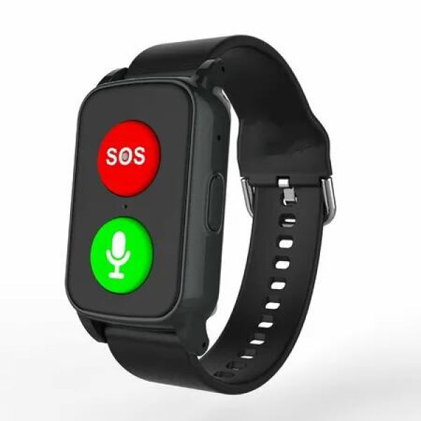 Fall Detection Smart Watch for Seniors Fall Alert Watch with GPS Track SOS Monitor Long Lasting Battery for Android iOS Black