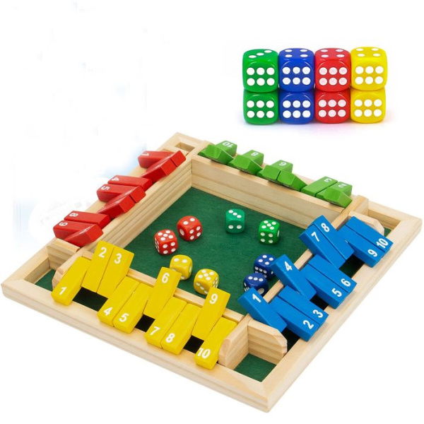 Family Game Shut The Box Game Wooden Board Pub Bar Board Dice Game Math Game For Kids Adults Includes Eight Dices