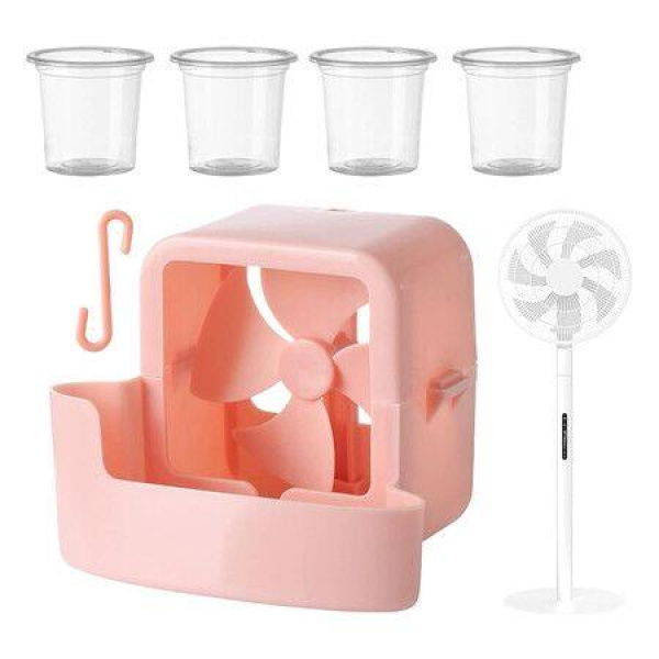 Fan Mist Cooling Adapter, Floor Fans Cooler, 4.33x3.54x3.54 inches Adorable Portable Ice Box Attachment, Hangable Cooling Accessories, Pink
