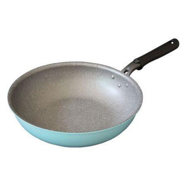 Fanjini Stone Wok Wokpan 28cm Non-Stick Induction Ceramic Round Pure SKY Blue