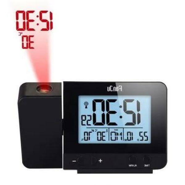 FanJu FJ3531 Digital Projection Alarm Clock: Syncs Time and Temperature with LCD Backlit Screen