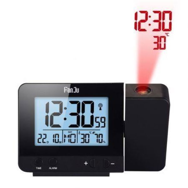 FanJu FJ3531 Digital Projection Clock with Temperature Sync and LCD Backlit Display