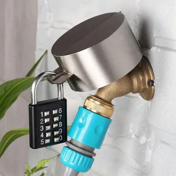 Faucet Locks Outdoor, Hose Spigotï¼ŒMade of Metal Suitable for Garden Faucets, Hose BibWater Hose, Water Faucet Lock, Prevent Water Bandit with Padlock