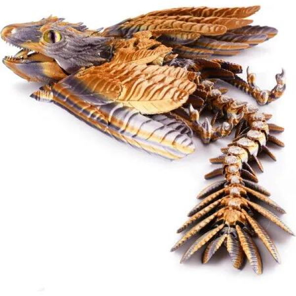 Feathered Wyvern Dragon,3D Printed Dragon,Articulated Dragon,Fidget Dragon,3D Printed Toys,Desktop Pet (Stormcrest)