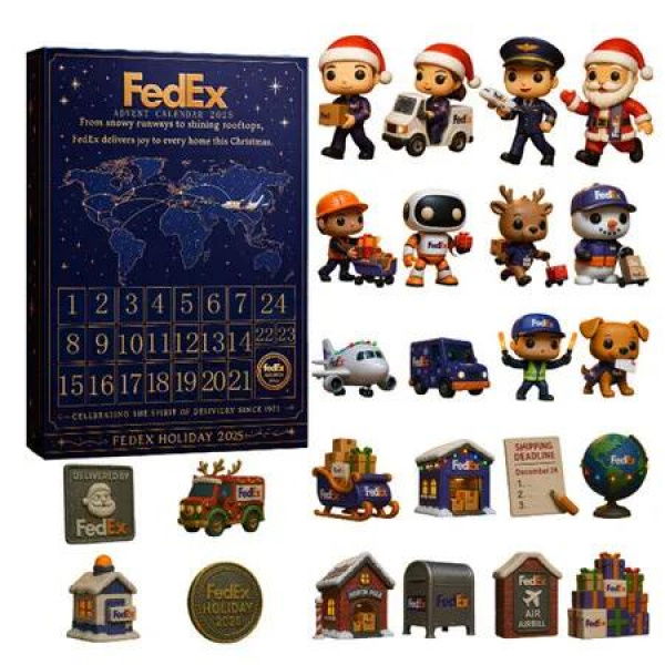 FedEx Advent Calendars 2025, 2D Acrylic FedEx Ornaments For Christmas Tree, 24 Days Of Christmas Advent Calendars For FedEx Lovers