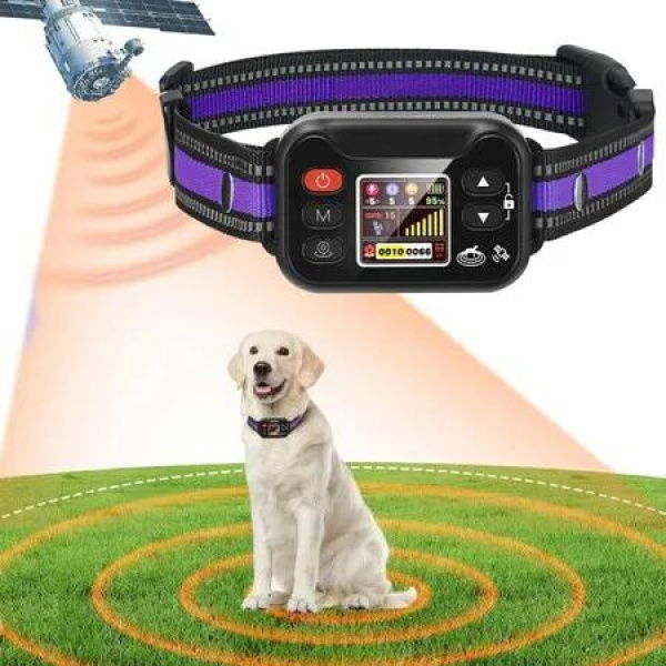 Fence for Dogs Collar with 3 Correction Mode,Electric Collar Fence System with Open Outdoor,Range 25-6560 FT(Black Purple)