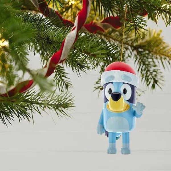 Festive Bluey Blow Mold Ornament: Add Holiday Cheer to Your Home with the Beloved Blue Heeler in a Santa Hat