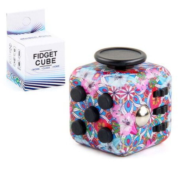 Fidget Cube - Release Stress Cube Pressure-Relieving Toy For Adults And Children - Flowers Pattern (Relief Cube)