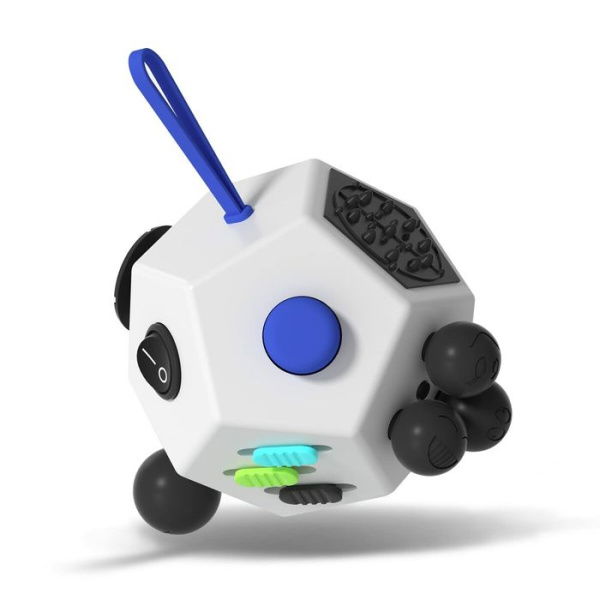 Fidget Dodecagon 12-Side Fidget Cube Relieves Stress And Anxiety Anti-Depression Cube For Children And Adults With ADHD ADD OCD Autism (White)