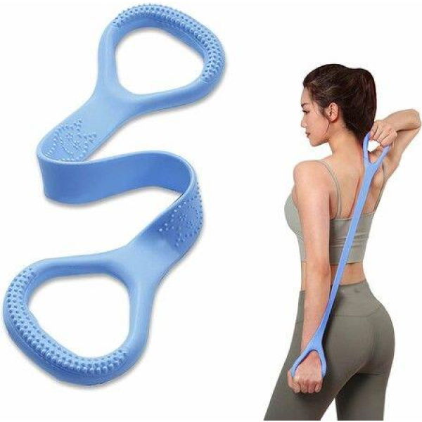 Figure 8 Fitness Resistance Band With Handles Shoulder Stretch Bands Blue