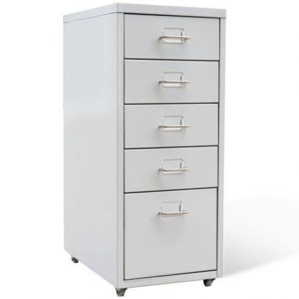 File Cabinet With 5 Drawers Grey 685 Cm Steel