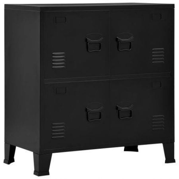 Filing Cabinet With 4 Doors Industrial Black 75x40x80 Cm Steel