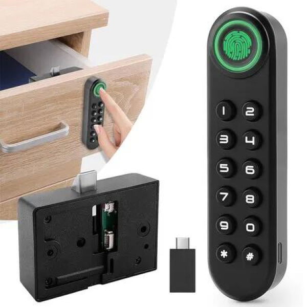 Fingerprint Cabinet Lock, Smart Electronic Cabinet Locks Suitable for Office Cabinet, Wardrobes, Liquor