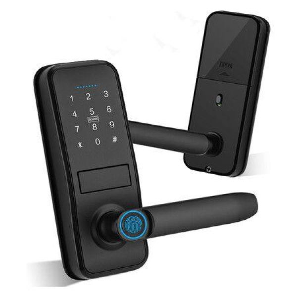 Fingerprint Door Lock with 2 Lever Handles, Keyless Entry Door Lock with Keypad, Easy Installation