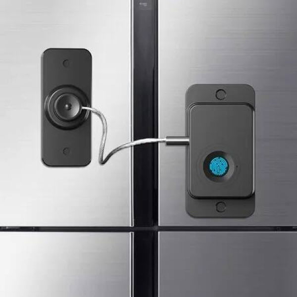 Fingerprint Fridge Lock, Refrigerator Lock with Fingerprint, for Fridge, Cabinet locks, Drawers, Dishwasher, Toilet, Black