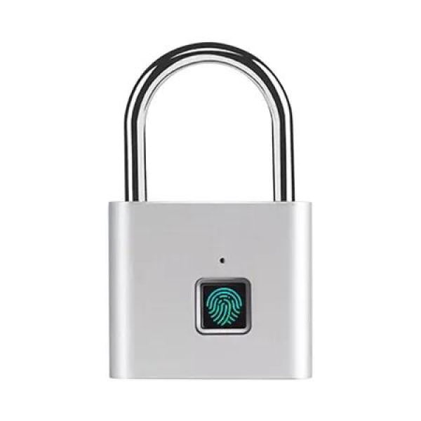 Fingerprint Padlock,One Touch Open Fingerprint Lock with USB Charging for Gym,Sports,School Employee Locker,Fence,Suitcase,Bike Color Silver
