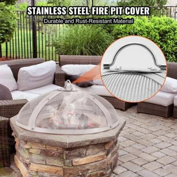 Fire Pit Spark Screen Round 20', Reinforced Heavy Duty Steel Metal Cover, Outdoor Firepit Lid, Easy-Opening Top Screen Covers Round with Ring Handle for Outdoor Patio Fire Pits Backyard