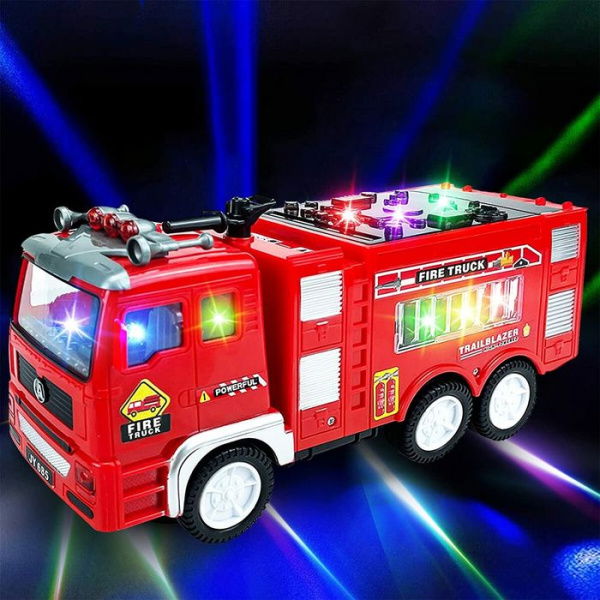 Fire Truck Lights Up Trucks Toys Electric With Bright Flashing Lights And Sounds Bump Go Car Toy For Imaginative Play For 3+.