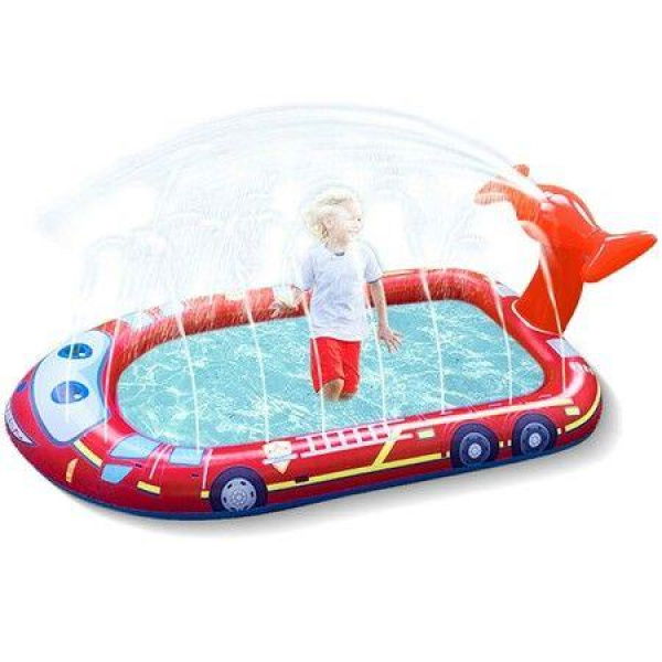 Fire Truck Sprinkler Pool Non-Slip Water Play Mat Summer Fun Outdoor Water Play