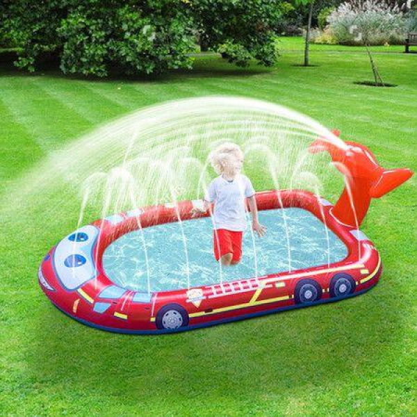 Fire Truck Sprinkler Pool Outdoor 3-in-1 Inflatable PVC Splash Pad For Kids