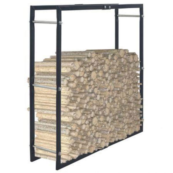 Firewood Rack Black 100x25x100 Cm Steel