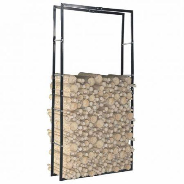 Firewood Rack Black 100x25x200 Cm Steel